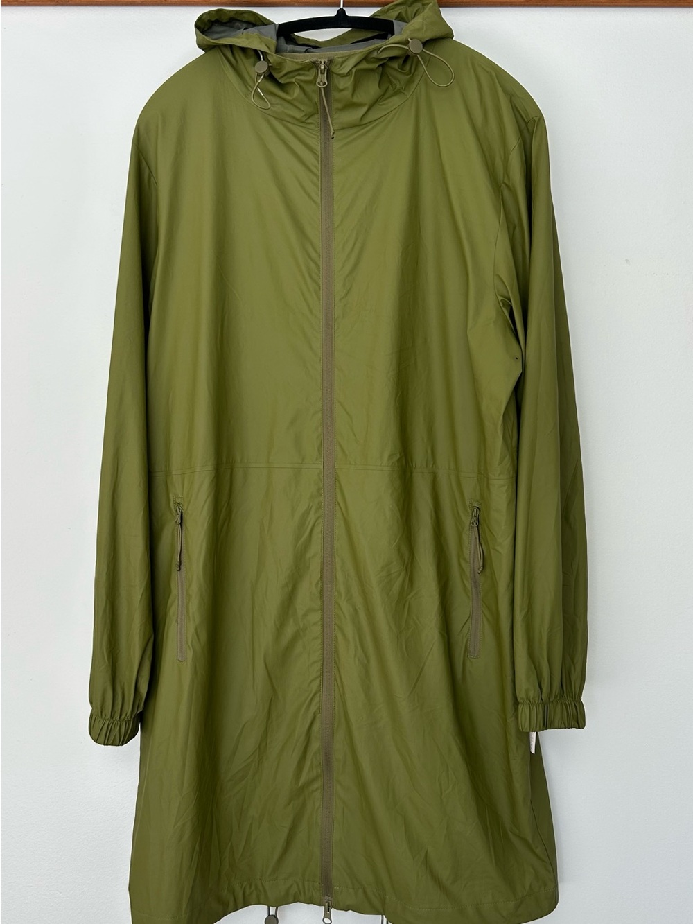 RAINS Essential Long Waterproof Raincoat Olive Green Unisex S/M
